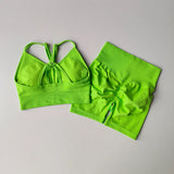 Shopmocho 2 Pcs Yoga Sets Women High Waist Workout Outfits Gym Wear Gym Clothing Sports Suits Fitness Tracksuit Sportswear Shorts Suit