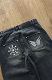 SHOPMOCHO Y2K American Gothic Embroidered Loose Streetwear High Street Retro Straight Wide Leg Jeans Harajuku Hip Hop Casual Pirate Jeans