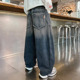Shopmocho New Teenagers Boys Jeans Children Wide Leg Denim Pants for Kids Loose Pockets Trousers Spring Autumn 4 6 8 10 11 12 13 14 Years