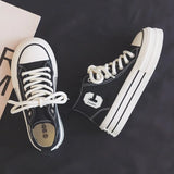 SHOPMOCHO 2026 Summer Women's Sneakers New Canvas Lace-Up Women's Sports Shoes Breathable Platform Sneakers Shoes White Casual Women Shoes