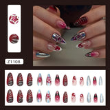 SHOPMOCHO 24pcs Y2k Almond Fashion Fake Nails Moon Star Style Swan Pattern Sweet Cool Press On Nails Full Cover Detachable False Nail