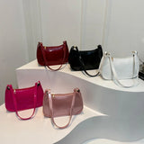 Shopmocho Vintage Patent Leather Shoulder Bag Fashion Women's Handbags Casual Designer Hobos Underarm Bag