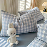 SHOPMOCHO 2026 New Lattice Duvet Cover Set with Sheet Pillowcases No Filling Warm Bed Linen Twin Full Queen Size Grid Home Bedding Set