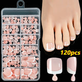SHOPMOCHO 120Pcs Pink French Short Square Fake Nails 12-Sizes Full Cover Press On Nails Wearable Detachable Finished False Fingertips *TD