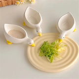 Shopmocho 2pcs ceramic duck seasoning dish, salad dipping dish, cream mini bowl, cute design afternoon tea cutlery