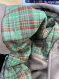 Shopmocho American Retro Brown Checkered Hooded Sweatshirt Women's Autumn New Casual Cardigan Jacket Trendy Long Sleeved Loose Outwear