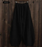 Shopmocho Cotton Linen Bloomers Wide Leg Pants Women Vintage Full Length Fashion Elegent Pants Solid Elasitic Waist Spring Autumn 5XL