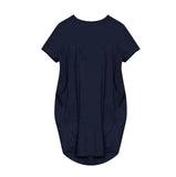 Shopmocho Plus Size Women Short Sleeve O-Neck Loose Casual Dresses