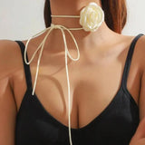 SHOPMOCHO Exquisite Imitation Pearl Choker Necklace Fashionable Bow Tie Lace Up Velalvet Necklace Personality Simple Jewelry For Woman