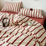 SHOPMOCHO Striped Printed Microfiber Duvet Cover Set Bedding Set, Breathable Lightweight Soft, Fade-Resistant Hypoallergenic Washable