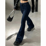 Shopmocho 2025 Girls Concise Ins High Waist Flared Jeans Female Stretchy Bootcut Denim Pants Women Solid Color Thin Bell Bottoms Trousers