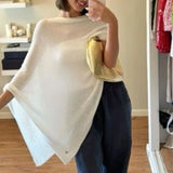 Shopmocho Summer Irregular Knitted Cover-ups Crop Tops Y2k Aesthetic Vintage Smocked T-shirt Boho Beach Vacation Going Out Pullovers Tees