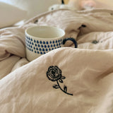 SHOPMOCHO Japanese Minimalism Skin-friendly Summer Blanket Spring  Breathable Single Double Duvet Washed Embroidered Comforter Thin Quilt