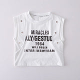 SHOPMOCHO Boys Summer Streetwear Cool Vest Outfit 2-10 Years Letter Sleeveless T-shirt & Denim Cargo Shorts 2-Piece Kids Casual Cotton Set