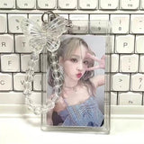 SHOPMOCHO Crystal Butterfly 3 Inch Acrylic Card Holder Photocards Display Credit ID Bank Card Protective Case Keychain Pendant Fashion