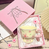 Shopmocho High Value Ceramic Flower Coffee Mugs Dishwasher Safe Creative Water Cups Birthday Gifts for Girls Household