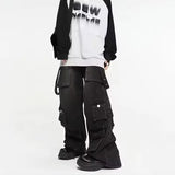 SHOPMOCHO Autumn Y2K High Street Jeans Mens Multi-Pocket Hiphop Cargo Pants Vintage Straight Wide-Leg Denim Trousers Fashion Streetwear