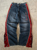 SHOPMOCHO Y2K High Street Red Letter Embroidered Baggy Jeans Women Gothic American New Straight Pants Fashion Street Retro Wide-leg Pants
