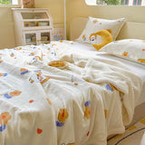 SHOPMOCHO Winter Cartoon Printed Lamb Wool Blanket Thick and Warm Coral Fleece Blanket for Office Napping Fluffy Soft Plush Bedspread