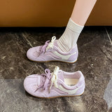 SHOPMOCHO Women's Casual Shoes Suede Leather Training Shoes for Women 2026 Patchwork Retro Sneakers Ladies Casual Flat Heels Walking Shoes