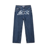 SHOPMOCHO 2026 Classic Printed Men Straight Denim Pants Loose Fit YKK Zipper Casual Denim Jeans Pants Trousers