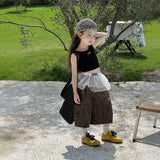 SHOPMOCHO Girl Pants 2025 Summer New Childrens Clothing Korean Style Girl Baby Retro Leopard Print Wide Leg Cargo Pants Casual Daily
