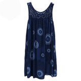 Shopmocho Women's clothing summer sleeveless camisole dress lace print sleeveless large swing loose sexy dress long skirt plus size
