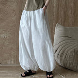 Shopmocho Oversized Bloomers 2025 New Summer Elegant Fashion Women Lantern Pants Casual Loose Breathable Cotton Wide Leg Pants