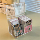 Shopmocho Kpop Photocard Storage Box Transparent Acrylic Photo Card Organizer Compartment Flip Box Card Case Protector Container Korean