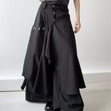 Shopmocho 2025 Autumn New Fashion Button Irregular Skirt Pants and Wide Leg Pants Female Loose Casual All-Match Trousers Ladies Pants