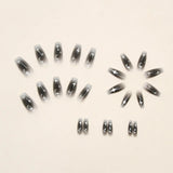 Shopmocho 24 PCs Long French Minimalist Moon Nails with 1 Jelly and 1 Nail File