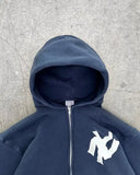 SHOPMOCHO Y2K Harajuku Blue Fashion Letter Pattern Printed Hooded Sweatshirt Men And Women Trend Hip-Hop Casual Loose Zipper Sweatshirt