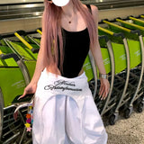 SHOPMOCHO MEXZT Y2K White Cargo Pants Women Streetwear Embroidery Baggy Sweatpants Harajuku Wide Leg Joggers Summer Oversized Trousers New
