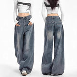 Shopmocho High Waist Wide Leg Denim Jeans Women's Loose Straight Floor-Length Pants Spring New Style Autumn Winter Comfortable Sensation