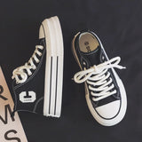 SHOPMOCHO 2026 Summer Women's Sneakers New Canvas Lace-Up Women's Sports Shoes Breathable Platform Sneakers Shoes White Casual Women Shoes