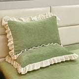 SHOPMOCHO Solid Color Autumn and Winter Thickened Pillowcase Milk Velvet Embroidered Pillowcase with Lace Design