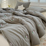 SHOPMOCHO Summer new tulip embroidered summer quilt household solid color air conditioner quilt, no pillowcase