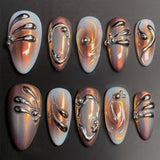 Shopmocho 24pcs Press on Nails Tips Strawberry Rabbit Design Almond False Nails Sets Gradient Green Fake Nail Finished Detachable Manicure
