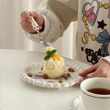 Shopmocho Ins Style Beaded Dessert Plate French Western Food Plate Ceramic Breakfast Plate Ornaments Poses Ceramic Dishes