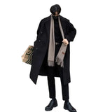 SHOPMOCHO Winter Men Trench Black Thick Woolen Trench Coats Korean Style High Quality Male Casual Trenchcoat Men's Streetwear Windbreaker