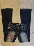 SHOPMOCHO New Baggy Slim Fit Denim Jeans Women Crown Diamond High Waist Casual Y2K Graphic Japanese Streetwear Vintage Washed Pants Women