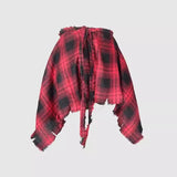 Shopmocho Fashion Tassel Hip Hop Irregular Men and Women Fake Shirt Hem Spring Autumn False Shirt Skirt Half-body Plaid Skirts Womens Saia