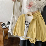 SHOPMOCHO High Quality Children's Composite Cotton Set 2026 Spring Autumn New Korean Girl Boys Letter Baby Casual Hooded Sports 2pcs Set