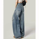SHOPMOCHO Hot Sale Girls Leisure Daily Jeans Women Ins Fashion High Waist Straight Leg Pants Female Chic Ripped Loose Denim Trousers